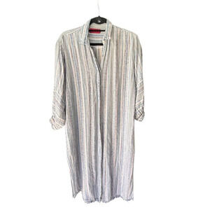 Tigerlily Women's Multicolor Striped Shirt Dress M Midi Half Sleeve Casual